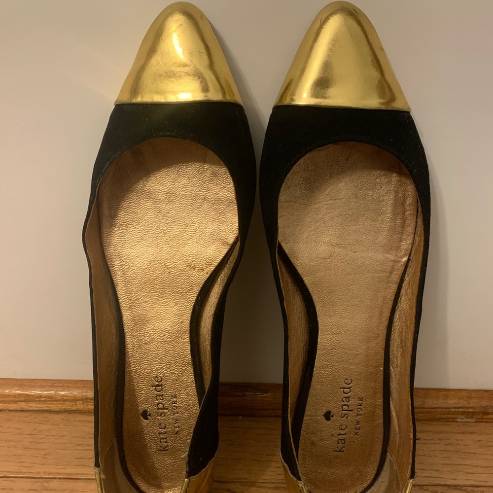 Black and gold Kate spade flats, 7